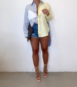 Checks and Stripes Button Down Shirt - STYLE JUNKIE