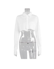 Load image into Gallery viewer, White Cropped Button Down Shirt - STYLE JUNKIE
