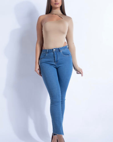 Nude Mock Neck Bodysuit - STYLE JUNKIE