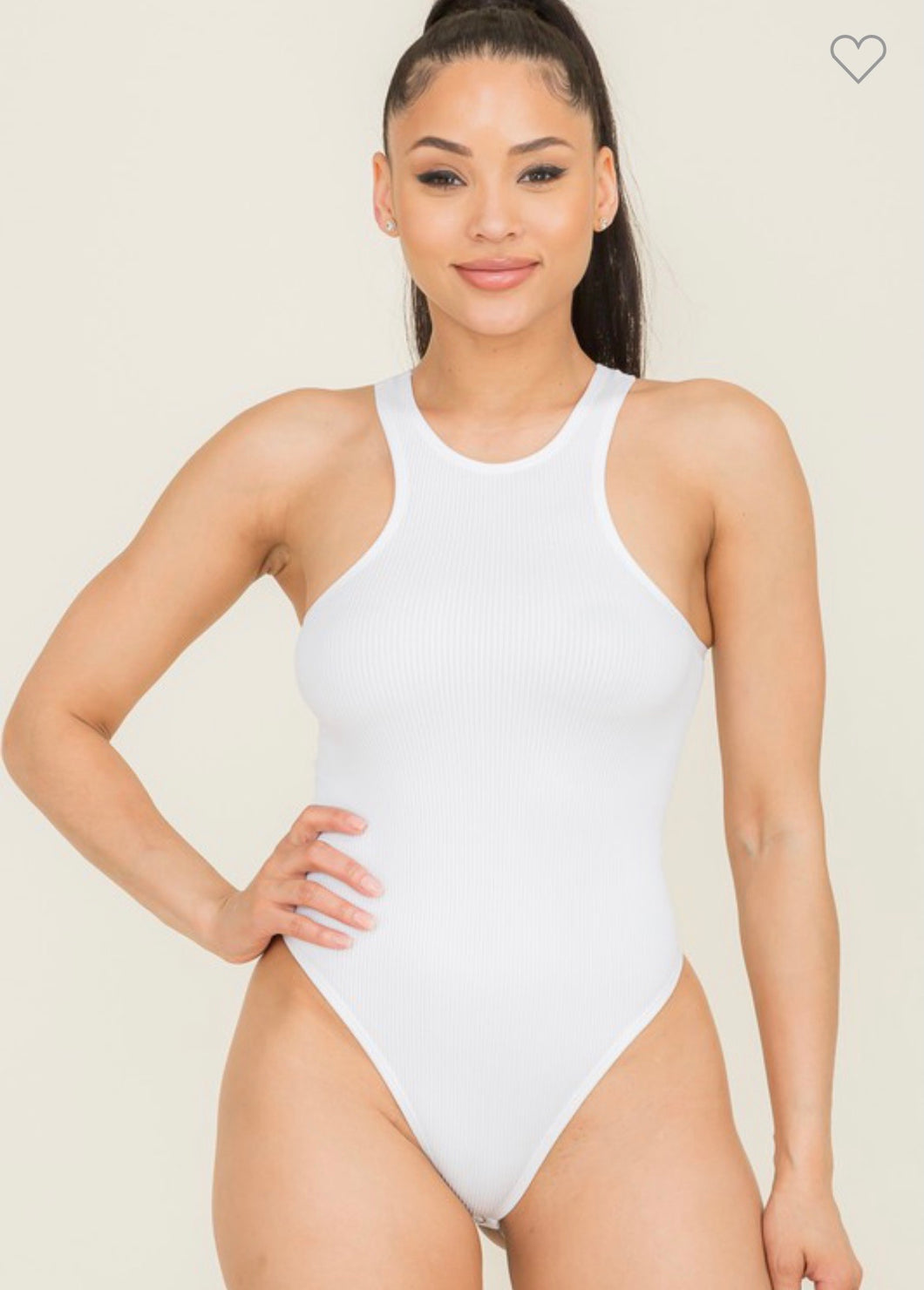 White Racer Back Bodysuit - STYLE JUNKIE