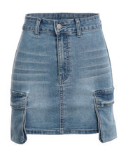 Load image into Gallery viewer, Side Pocket Denim Skirt - STYLE JUNKIE

