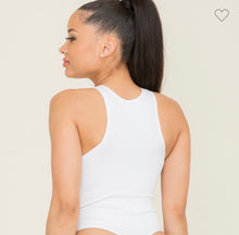 Load image into Gallery viewer, White Racer Back Bodysuit - STYLE JUNKIE
