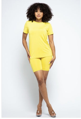 Sunshine Yellow Biker Set - STYLE JUNKIE